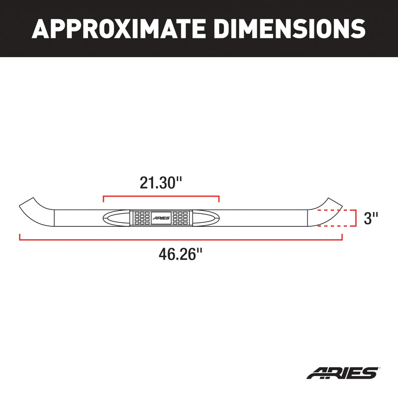 3-Inch Round Black Steel ARIES Nerf Bars, No-Drill, Fits Select Jeep Wrangler TJ