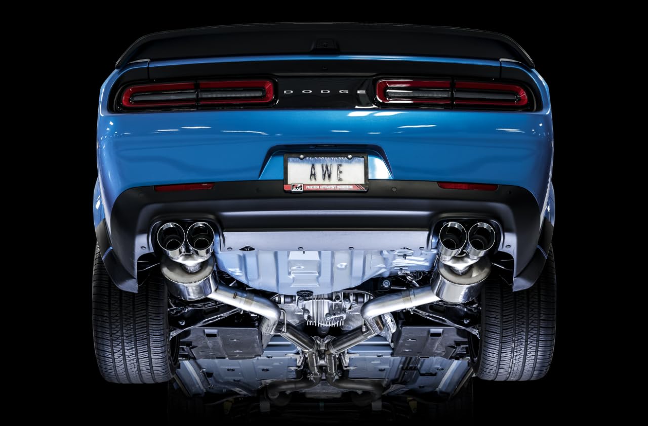 Dodge Challenger AWE Tuning 2015+ 6.4L/6.2L Non-Resonated Touring Edition Exhaust - Quad Silver Tips
