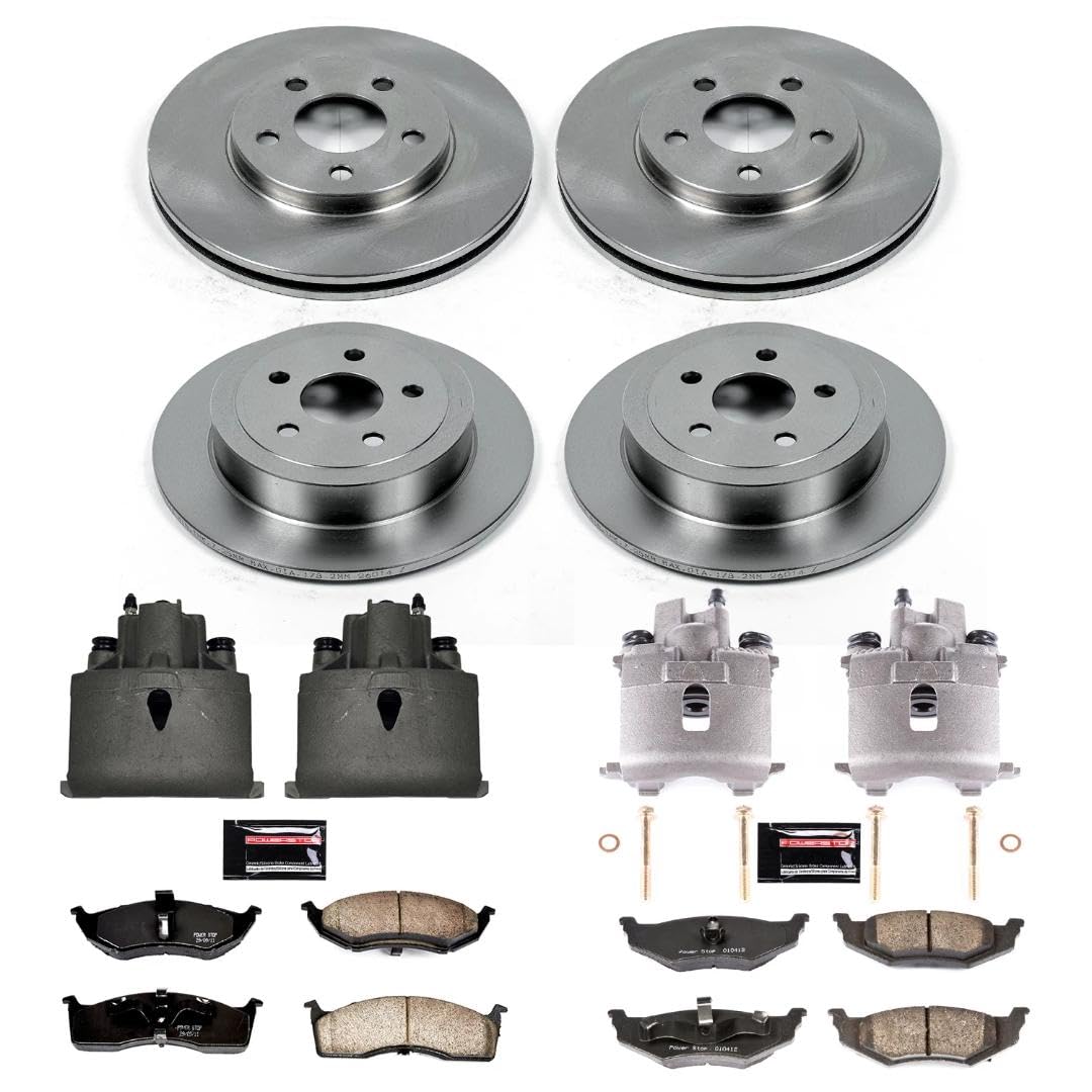Power Stop KCOE2734 Replacement Autospecialty Front and Rear Caliper Kit-Rotors, Ceramic Brake Pads, Calipers For Dodge Neon 2000-2005, Plymouth Neon 2000-2001 [Model Specific]