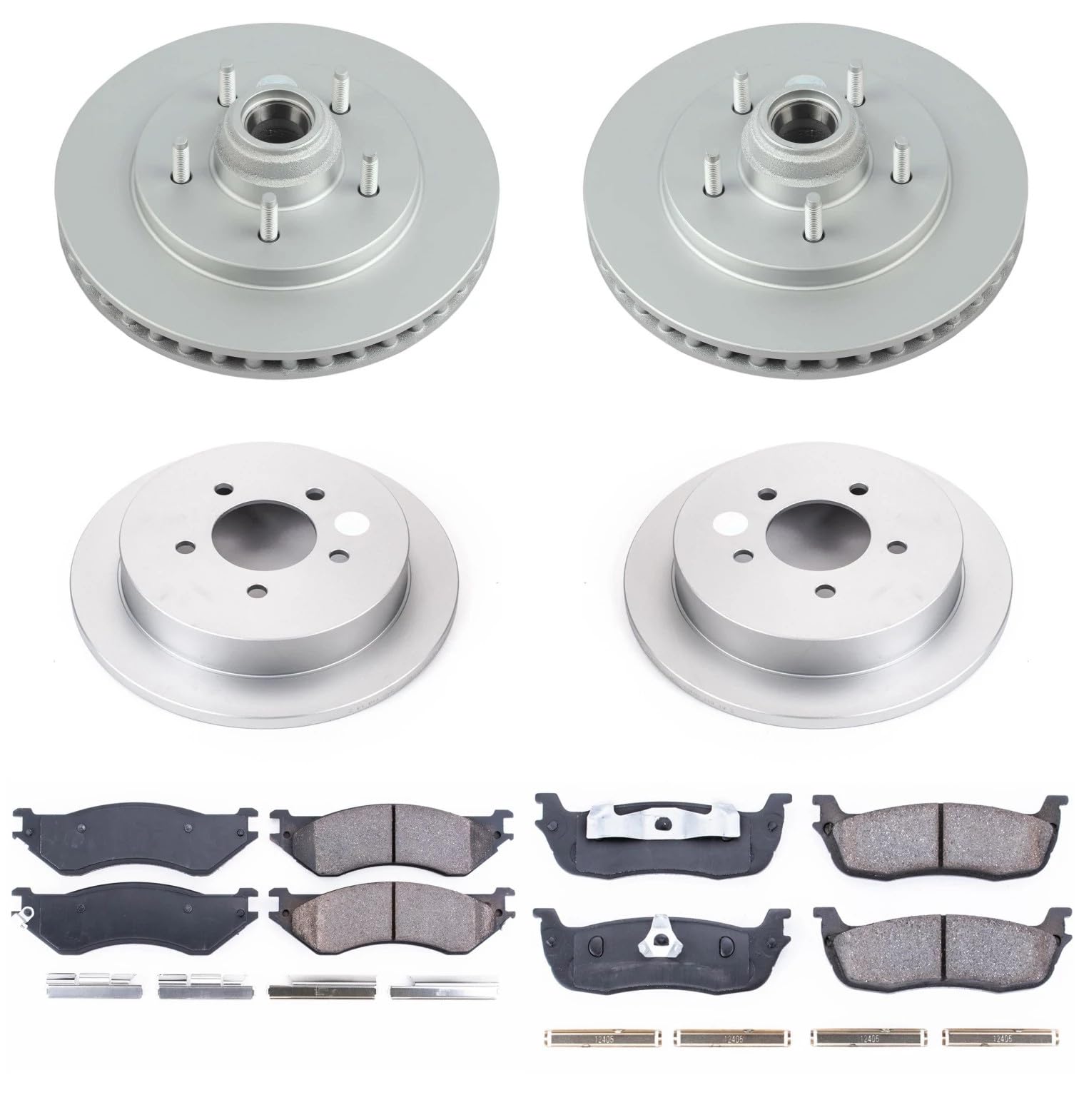 Power Stop Z17 CRK1881 Front and Rear Coated Rotor Kit-Coated Brake Rotors & Ceramic Brake Pads For Ford F-150 1999-2000 [Model Specific]