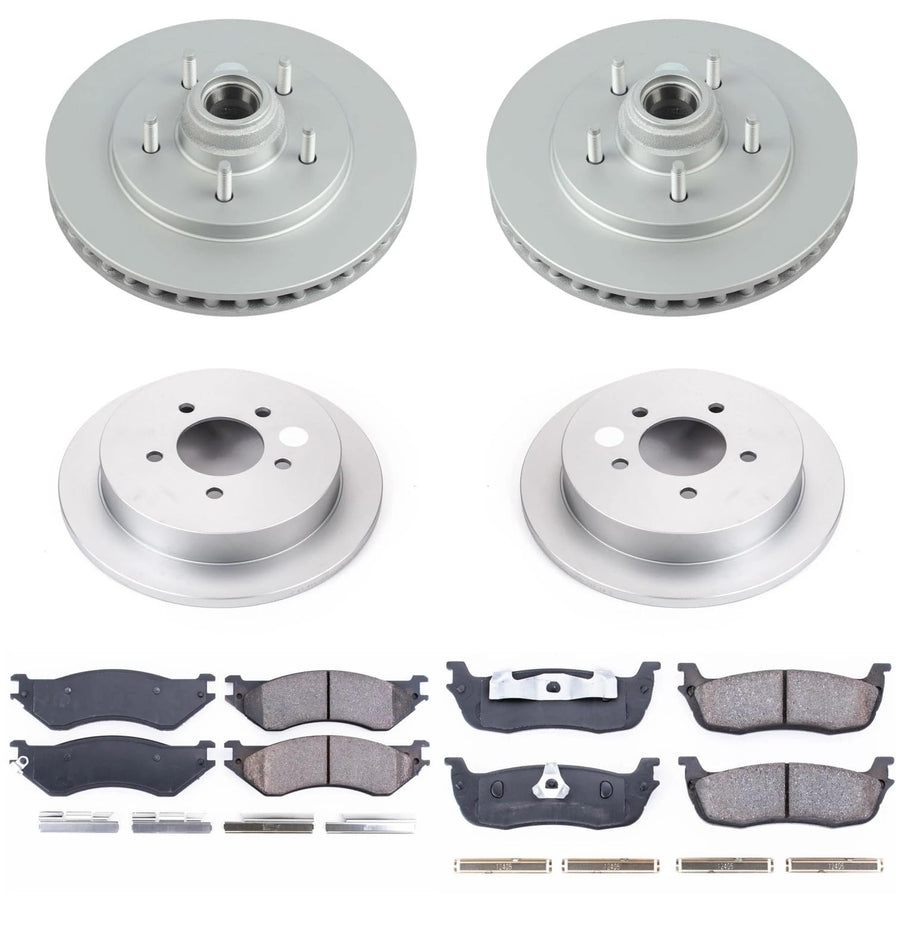 Power Stop Z17 CRK1881 Front and Rear Coated Rotor Kit-Coated Brake Rotors & Ceramic Brake Pads For Ford F-150 1999-2000 [Model Specific]