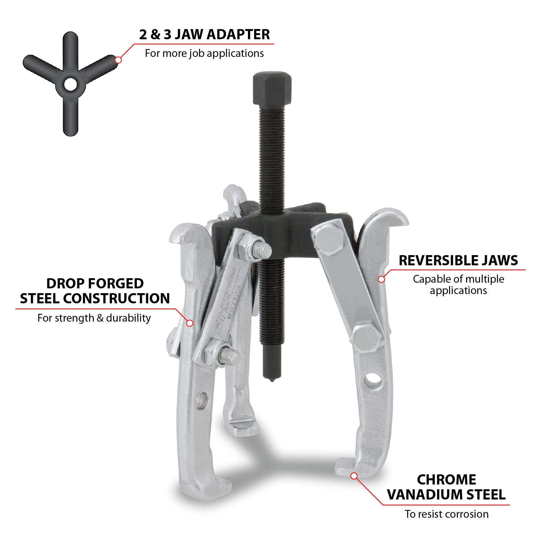 W87123 Performance Tool 3-1/4-Inch Reach x 4-3/4-Inch Spread 2-Jaw Gear Puller