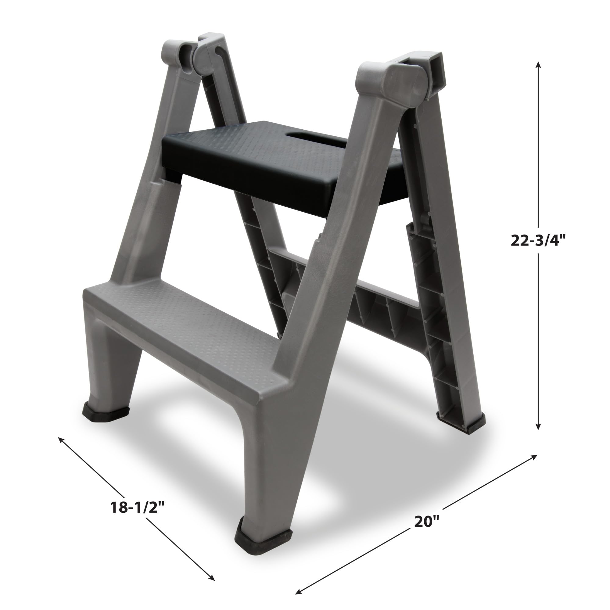 Heavy Duty Performance Tool W85040 2-Step Folding Ladder, 300lb Weight Capacity, Slip-Resistant Tread and Compact Foldable Design for Easy Storage