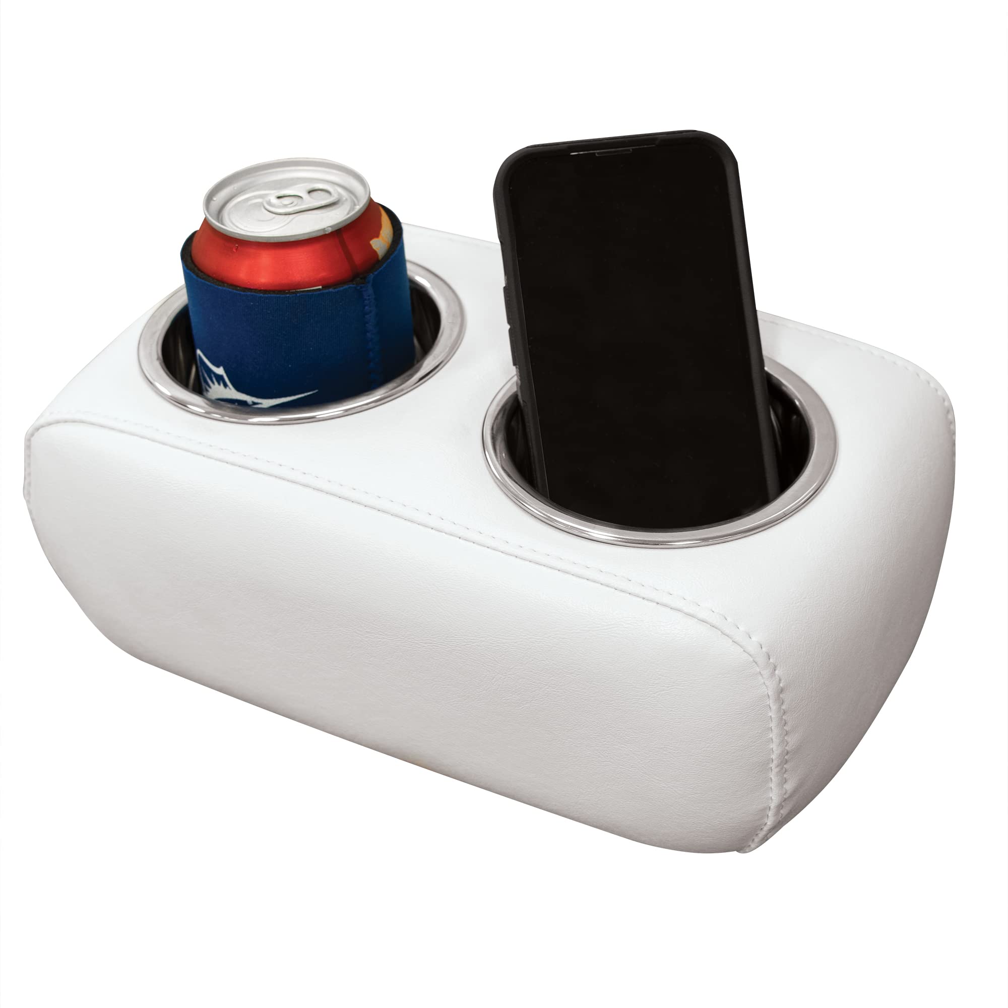 3059-784 Wise Pontoon Double Drink Holder with Stainless Steel Cup Holders, White