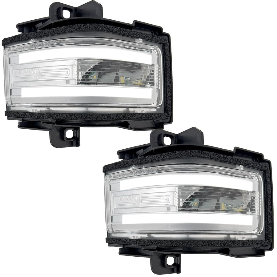 RECON - Side Mirror Lenses Lights Fits 17-25 Ford Super Duty (F250, F350, F450) w/White LED Running Lights, Amber Blinking Turn Signals & White Spot Lights (2-Piece Set)