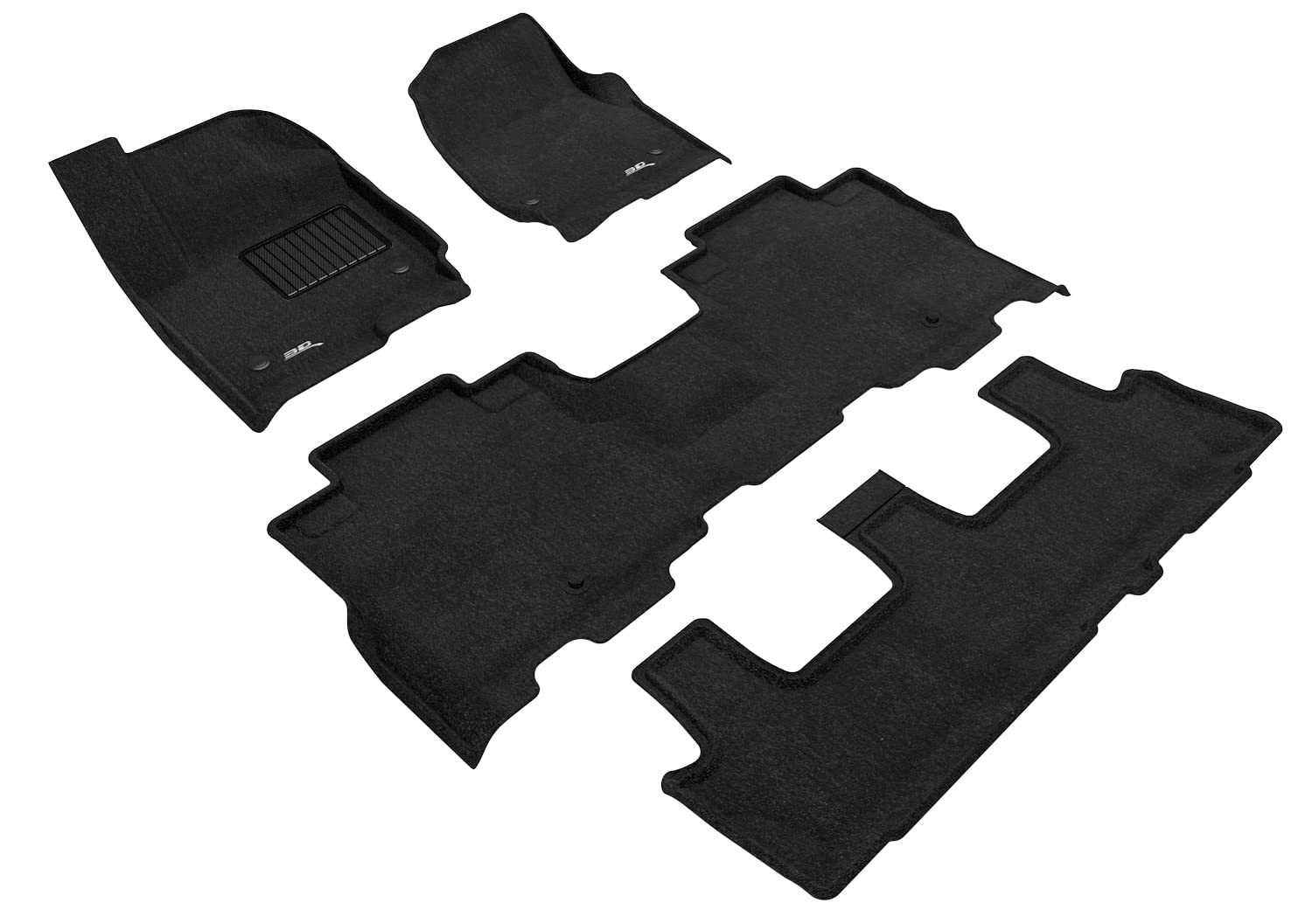 3D MAXpider Carpeted Floor Mats Custom Fit Compatible with 2018-2021 Ford Expedition, Elegant Series (1st, 2nd & 3rd Row, Black)