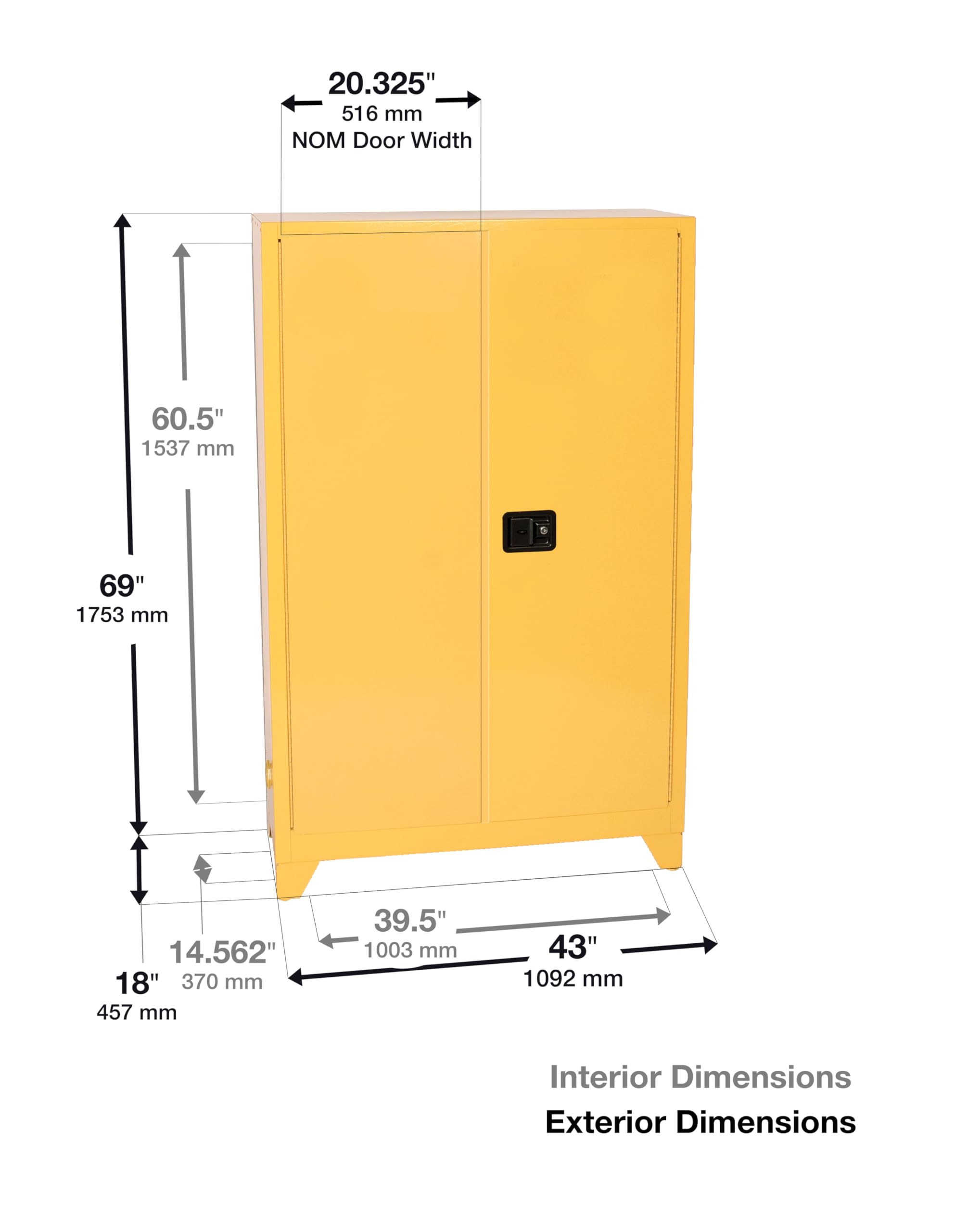 American Made Eagle 45 Gallon F﻿lammable Liquid Storage Cabinet with Legs, Self-Close Fireproof Cabinet for Schools, Garages, Manufacturing Facilities, 43" x 18" x 69", 4510XLEGS