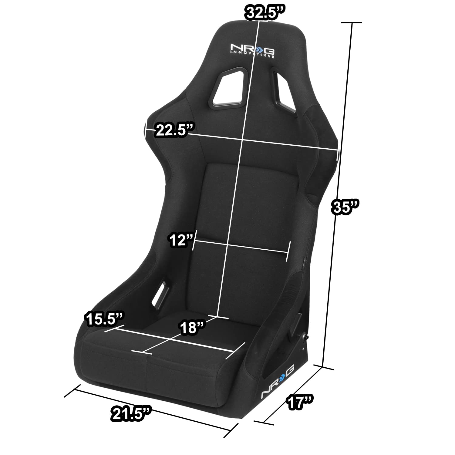 NRG Innovations Fixed Position NRG-RSC-302CF-BK Bucket Racing Seat with Universal Side Mount Bracket, Black Carbon Fiber Back