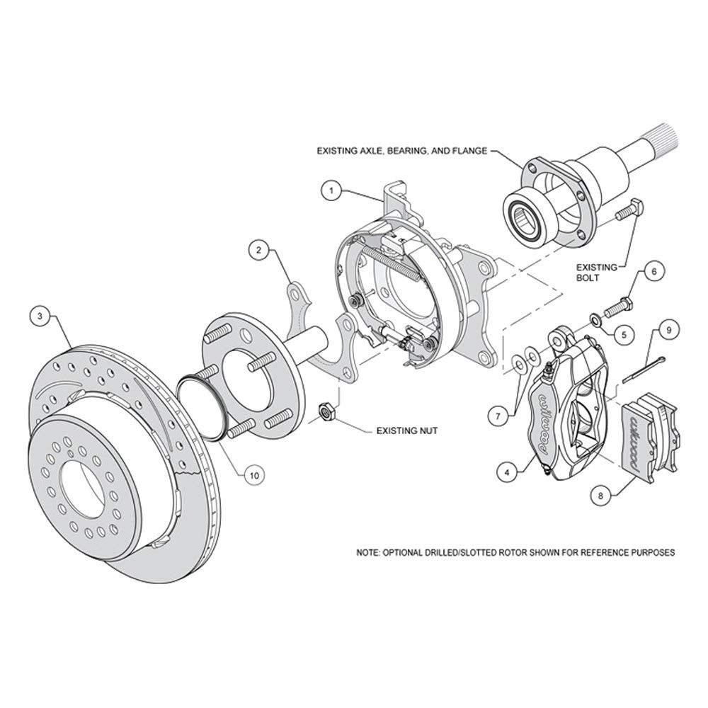 FDL P/S Park Brake Kit WILWOOD 140-7147-DR, Drilled, Red 58-64 Olds/Pontiac Ends
