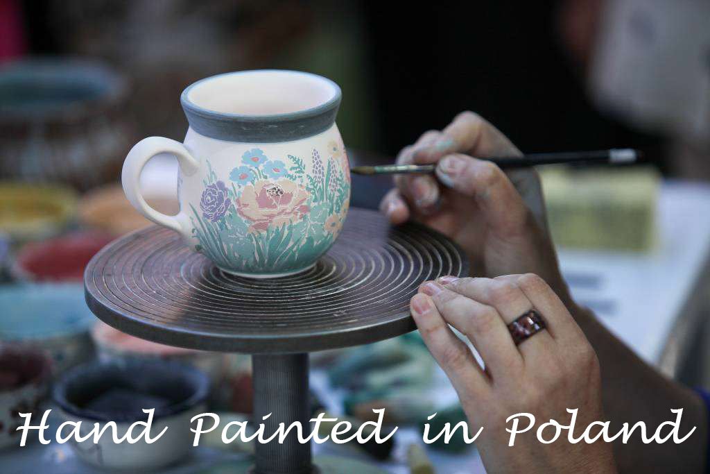 Polmedia Polish Pottery 12 oz Bubble Mug - Grecian Sea Pattern Handmade in Boleslawiec Poland by Ceramika Artystyczna + Certificate of Authenticity