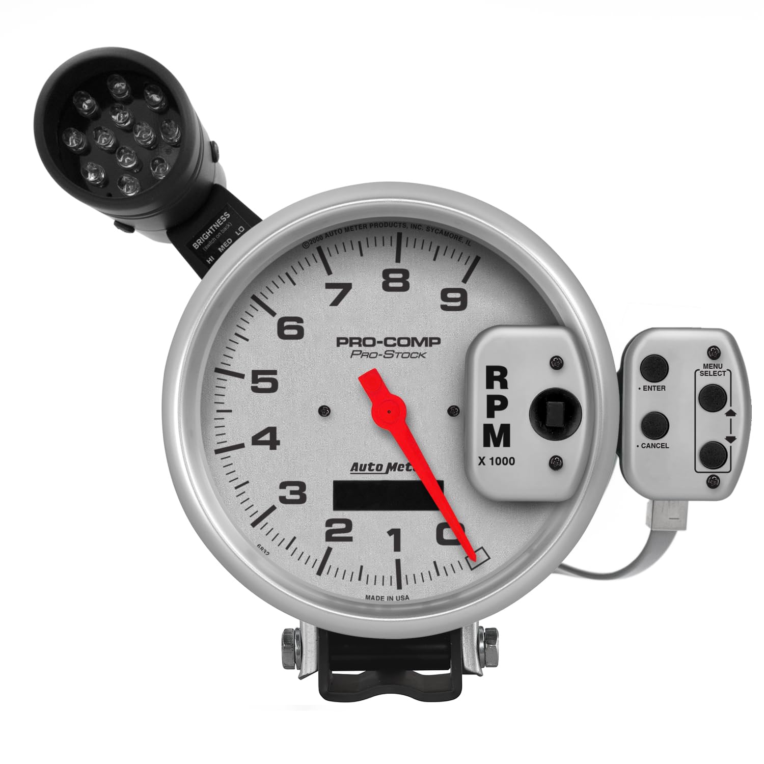 Pro Stock AUTO METER 6832 Silver Tachometer, 5.000 in.