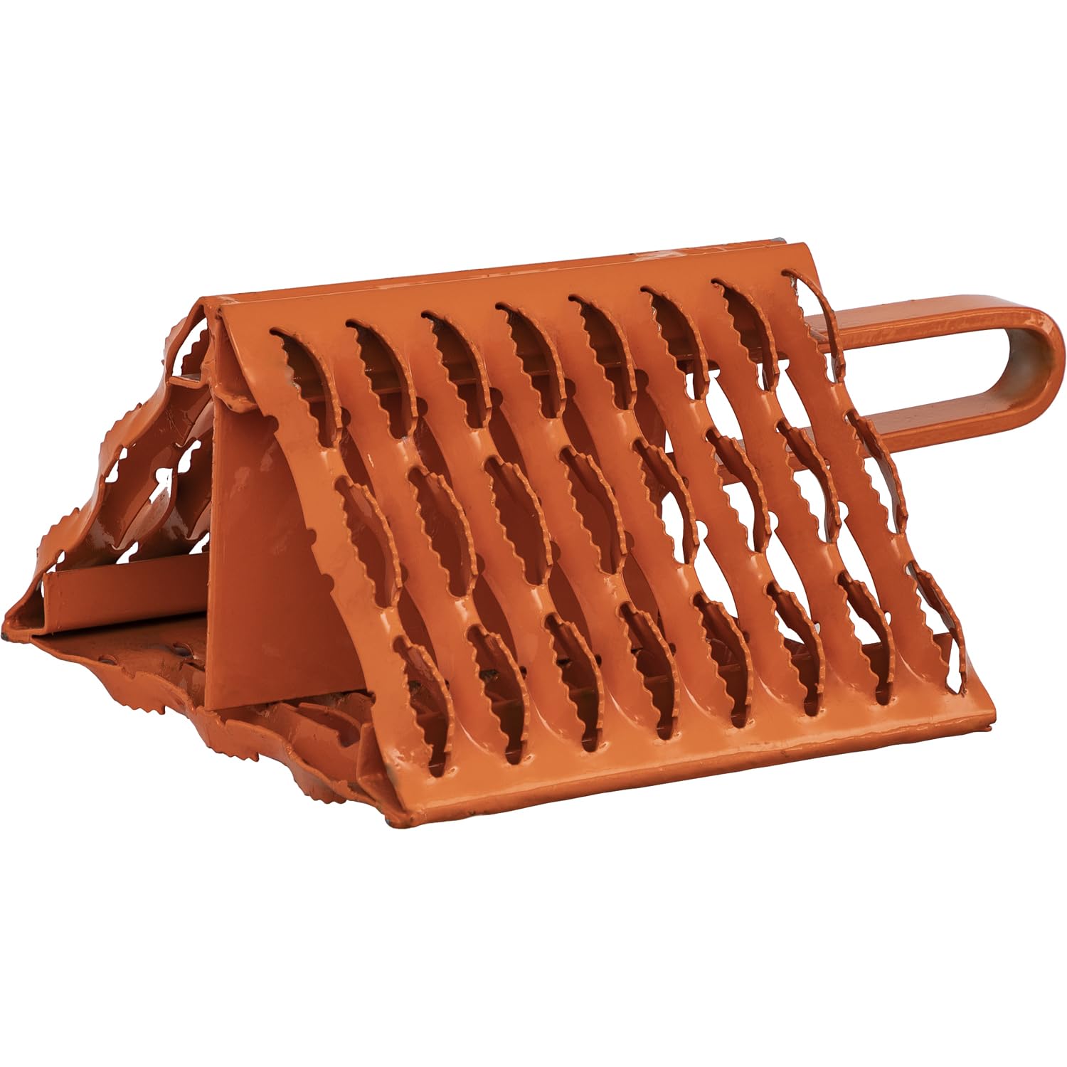 Orange Powder Coated Buyers Products WC091061 Galvanized Serrated Wheel Chock with Built-in Handle, 9 x 10 x 6 Inch, Extra Grip for Off-Road, Ice & Snow Conditions; Stable Tire & Trailer Chock