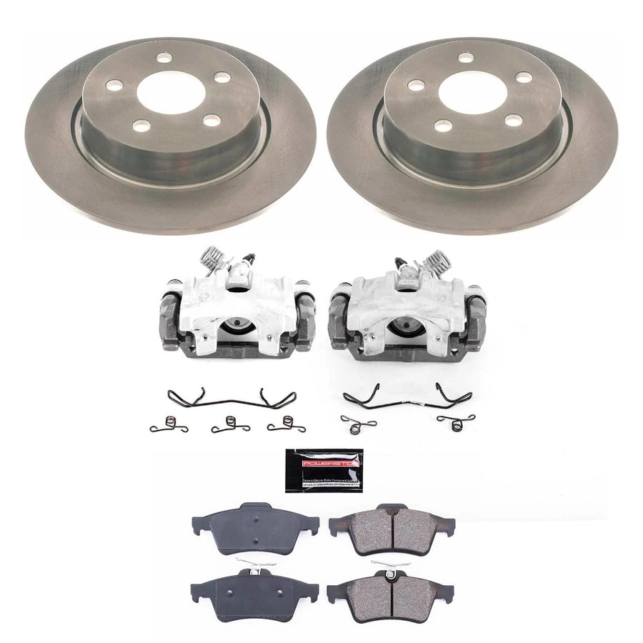 Power Stop KCOE8176 Rear Brake Caliper Kit- Brake Pads, Brake Rotors & Calipers For Ford Transit Connect 2018-2023 [Model Specific]