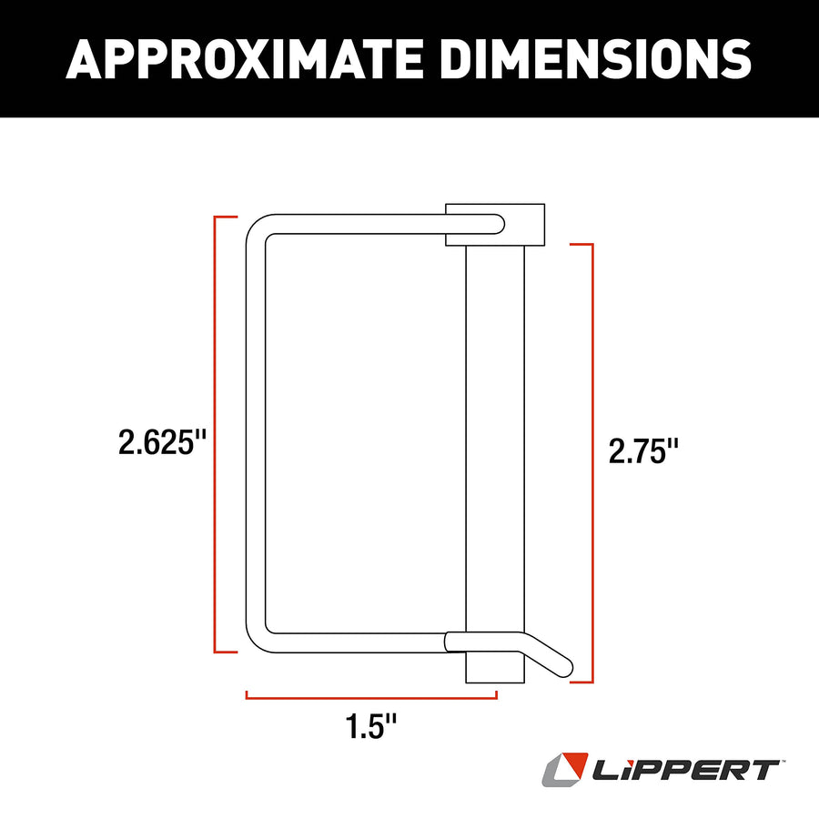 Lippert Components 3.0 Ground Control Replacement RV Leveling System Jack Footpad Snap Pin, 3" x 3/8" Diameter Snapper with Spring Clip - 225598
