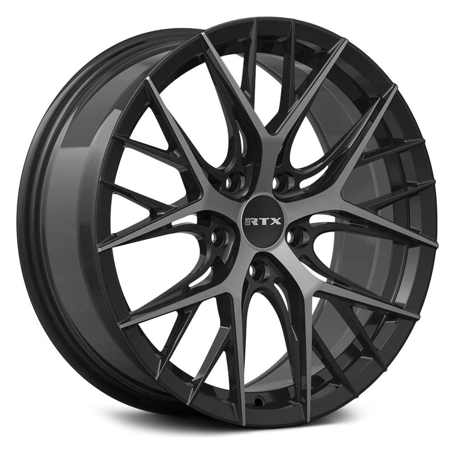 Custom RTX Wheel - 17x7.5, 38 Offset, 5x112 Bolt Pattern, 66.6mm Hub - Black Machined Rim