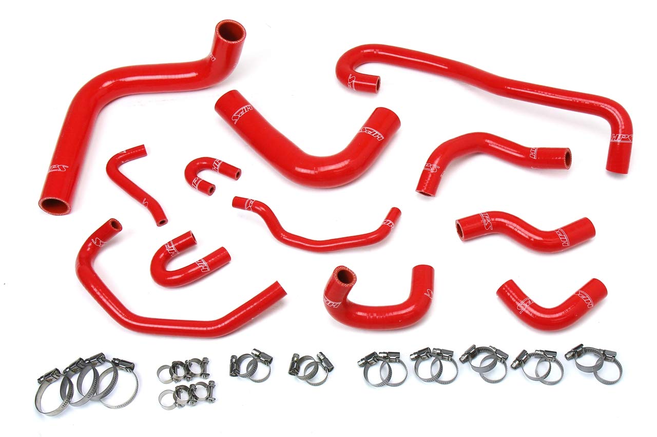 Red HPS Performance 57-1656-RED Silicone Radiator and Heater Hose Kit Coolant