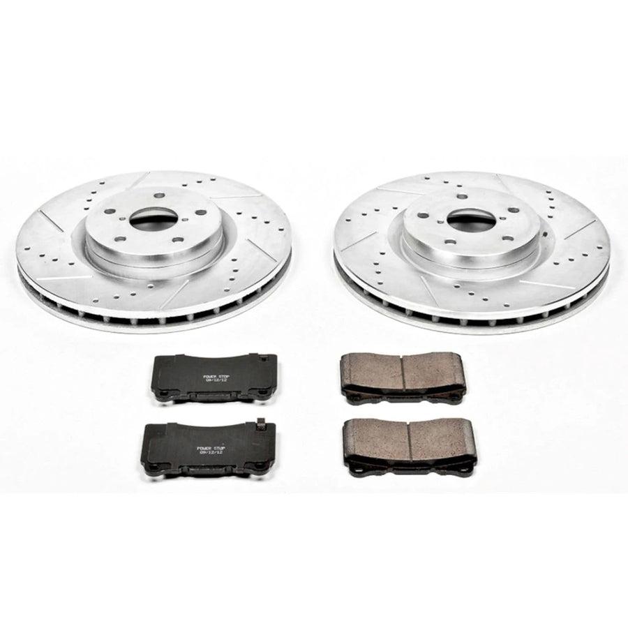Z23 Carbon Fiber Brake Pads Power Stop K131 with Drilled & Slotted Brake Rotors Kit