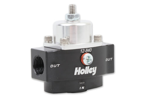 12-840 Holley 4.5-9 PSI Adjustable Billet Fuel Pressure Regulator with 3/8" NTP Ports,Black Anodized