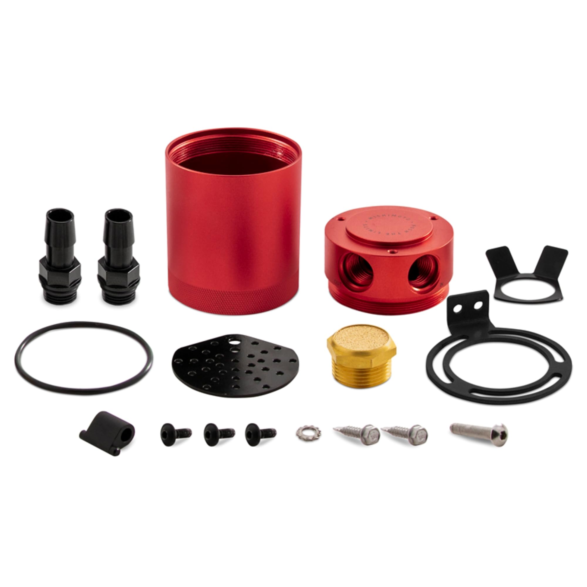 Mishimoto Compact Baffled Oil Catch Can, 2-Port, Red MMBCC-CBTWO-RD
