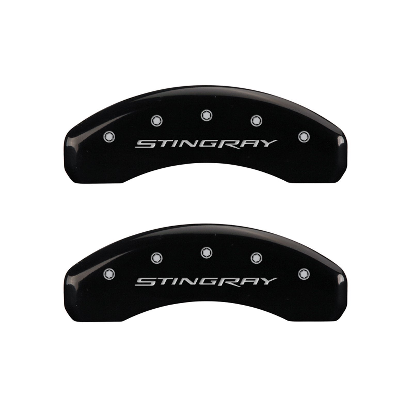 Brake Caliper Covers MGP - Compatible with 2014-2019 Chevy Corvette - Powder-Coated Finish, 4 PCS Front and Rear (Black - Stingray Engraving)