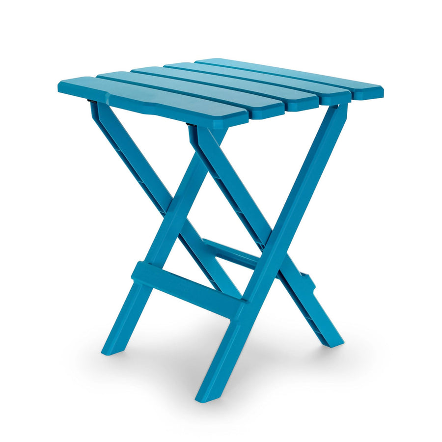 Camco Aqua Adirondack Large Portable Outdoor Folding Side Table-Perfect for The Beach, Camping, Picnics, Cookouts and More-Weatherproof and Rust Resistant (21036)