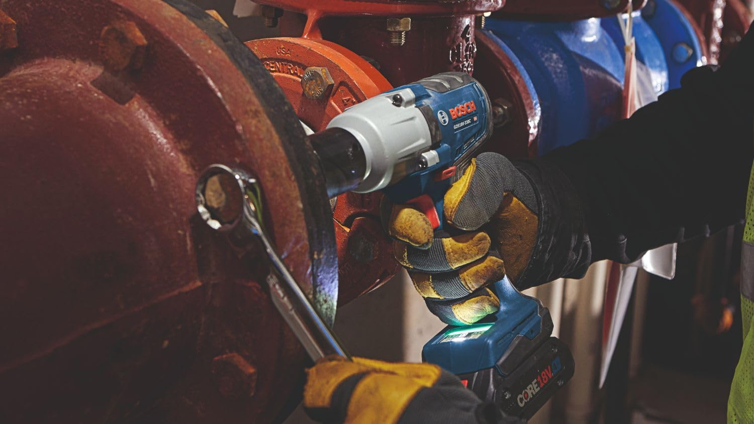 18V BOSCH GDS18V-330CN Brushless Cordless Connected-Ready 1/2 In. Mid-Torque Impact Wrench with Friction Ring and Thru-Hole (Bare Tool)