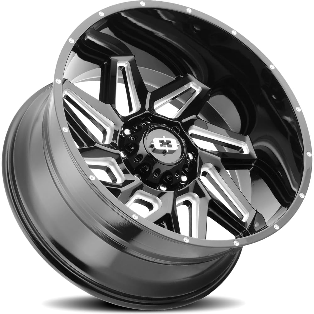 22x12 Vision Spyder 361 Black/Milled Wheel Rim 22" Inch -51mm 8x6.5"