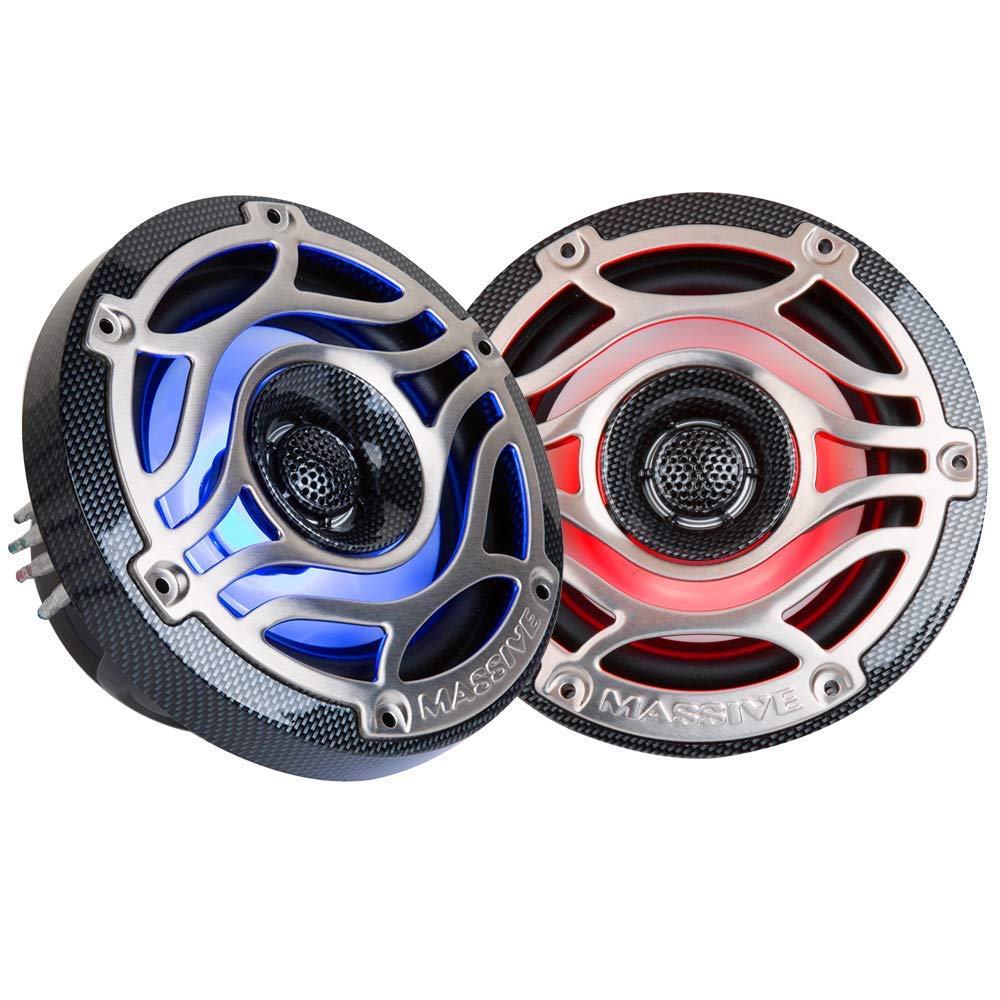 6.5” Marine Grade Coaxial Speakers Massive Audio T65S | 200W RMS / 400W Max, IP65 Rated, UV & Water Resistant, High-Fidelity Sound for Boats, UTV, ATV & Outdoor Audio Systems