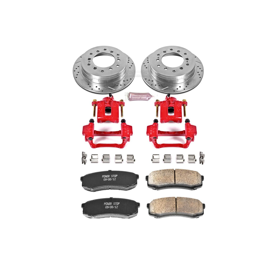Power Stop Z23 Daily Driver Rear Caliper Kit-Drilled/Slotted Brake Rotors, Brake Pads Carbon-Fiber Ceramic, Calipers