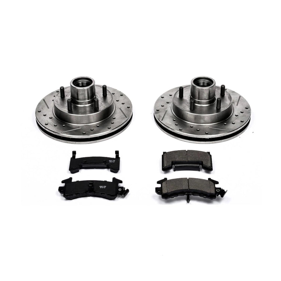 Power Stop K1985 Front Brake Pads Z23 Carbon Fiber with Drilled & Slotted Brake Rotors Kit For Blazer, S10, S10 Blazer, Jimmy, S15 Ji, Son, Sonoma, Hombre [Model Specific]