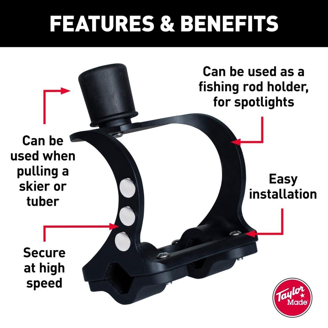 Taylor Made Flagpole Mount KW-Series for Boats, Universal Clamp-On Mount, Fits 3/4", 1", 1-1/4" Flagpoles, No Drilling Required, Mounting Hardware Included