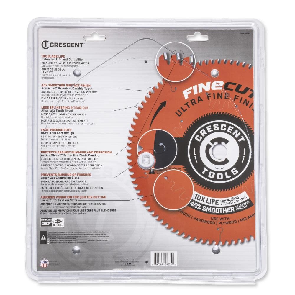 Crescent 12 inches Circular Saw Blade X 90 Tooth Fine Cut Ultra Fine Finishing