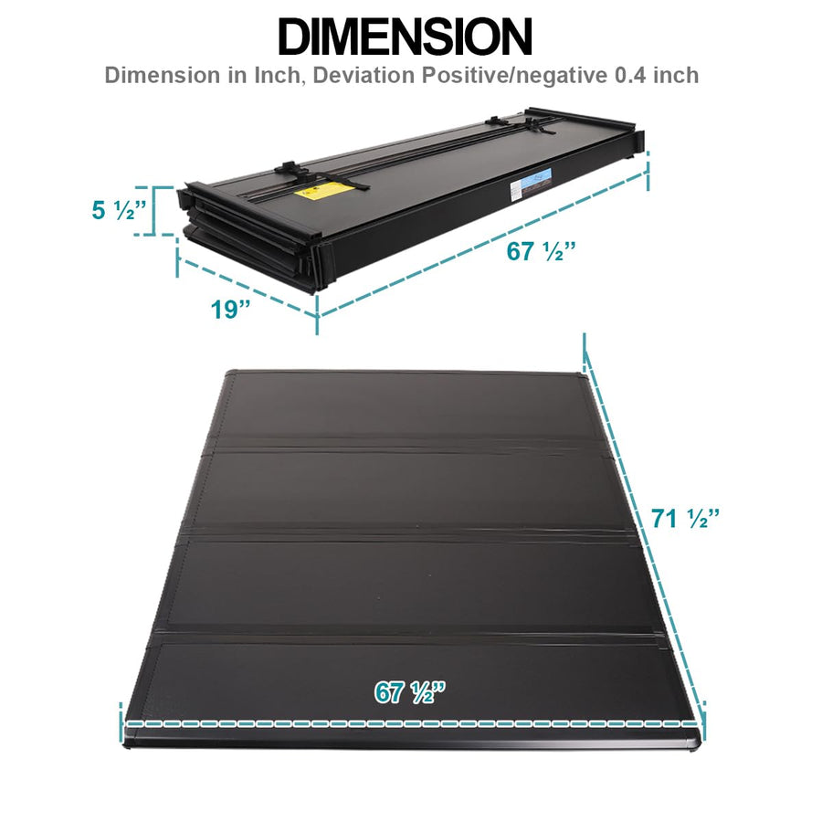 Hard Quad Fold Tonneau Cover Spec-D Tuning Compatible with 2007-2019 Chevy Silverado, GMC Sierra 5'8" Bed