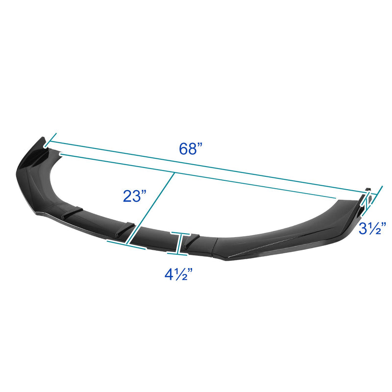 Glossy Black Spec-D Tuning Universal Front Lip Spoiler Splitter Body 3PC Style Set