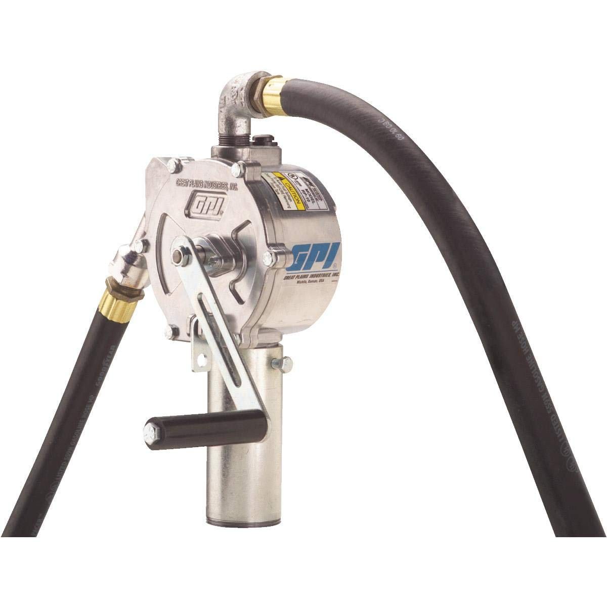 RP-10-UL Rotary Hand Pump, GPI 123000-06, Up to 10 Gal/100 Revolutions, Metal Spout, 8’ Hose, Suction Pipe