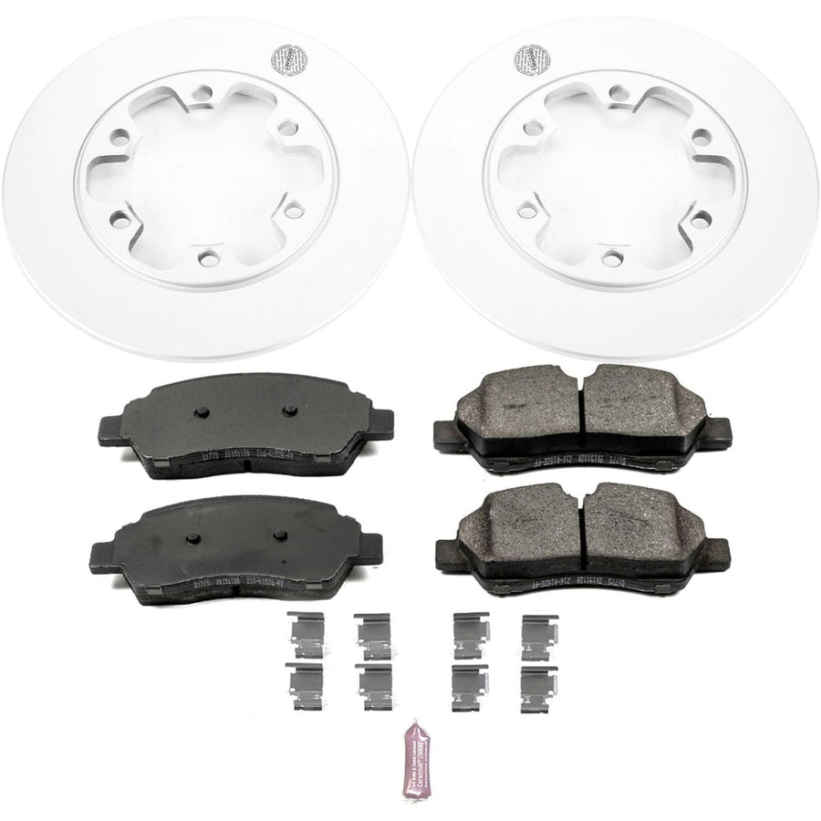 Power Stop CRK7149 Brake Rotor Coated and Ceramic Brake Pads- Rear For Ford Transit-350 HD 2015-2019 [Model Specific]