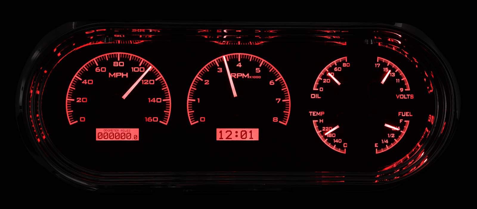 Chevy Nova VHX System, Silver Face - Red Display 1963-65