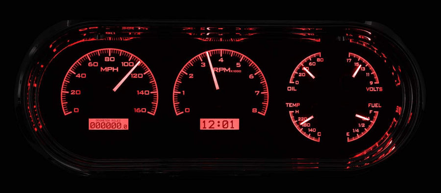 Chevy Nova VHX System, Silver Face - Red Display 1963-65