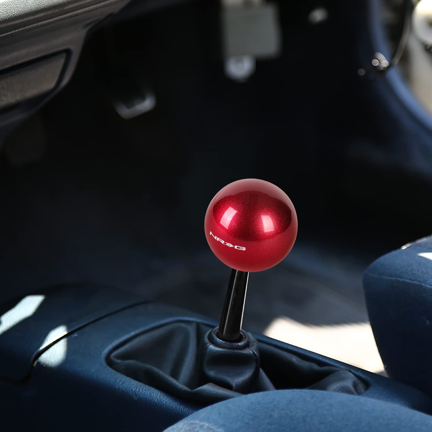 NRG Innovations Shift Knob NRG-SK-350FH Round Ball Style Lever Stick Shifter Handle Billet Metal Anodized for M10 X 1.25, M10 X 1.5, M12 X 1.25, M12 X 1.5 Thread Pattern Shifter