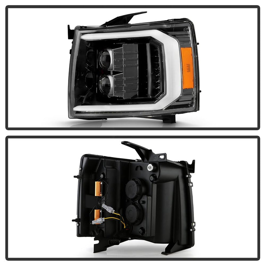 Chevy Silverado Spyder (xTune) 07-13 1500~3500 HD LED DRL Signal/Halogen Projector Headlights - Low Beam-H1(Included) ; High Beam-H1(Included) ; Signal-LED - Chrome