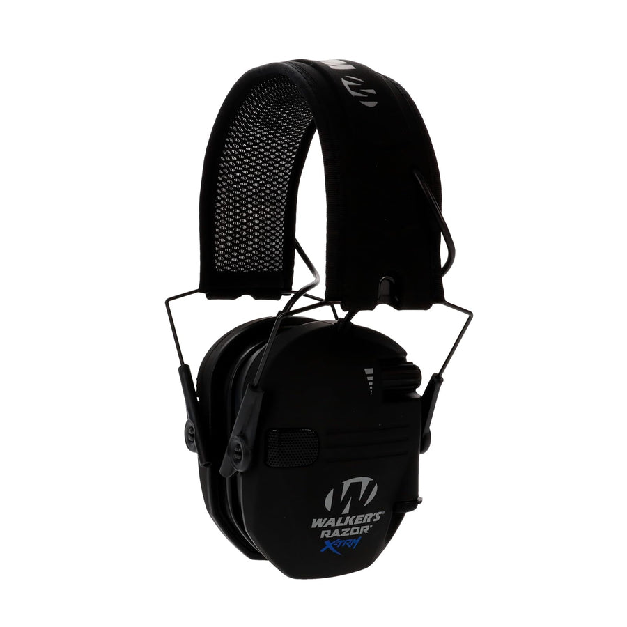 Walker's Digital Razor X-TRM Sound-Enhancing Hunting Gun Range Shooting Hearing Protection Electronic Earmuffs with Gel Earpads & Mesh Headband, 2 AAA Batteries Included, Black