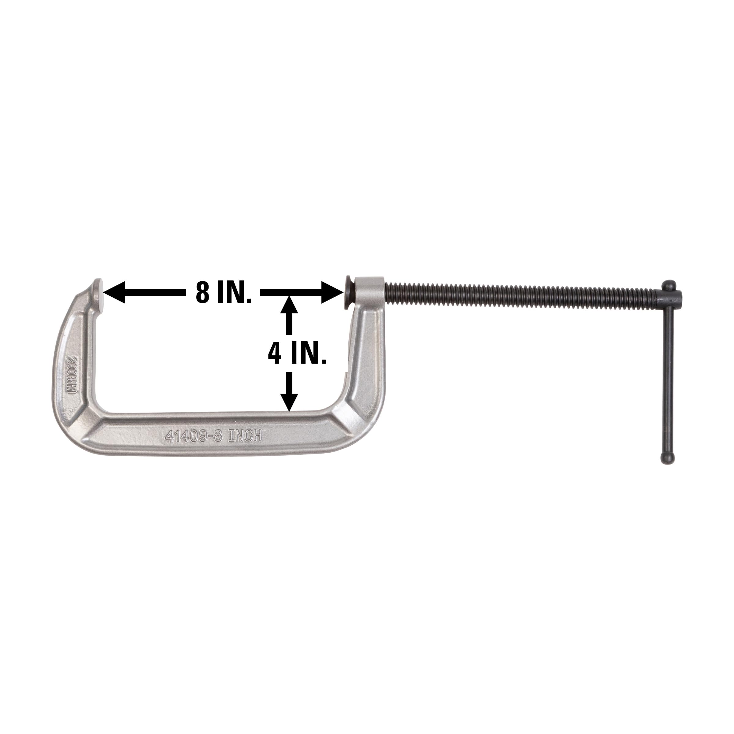 Wilton 8" Opening Capacity C-Clamp, 4" Throat, 1700 Lbs. Clamping Force (Model 148C)