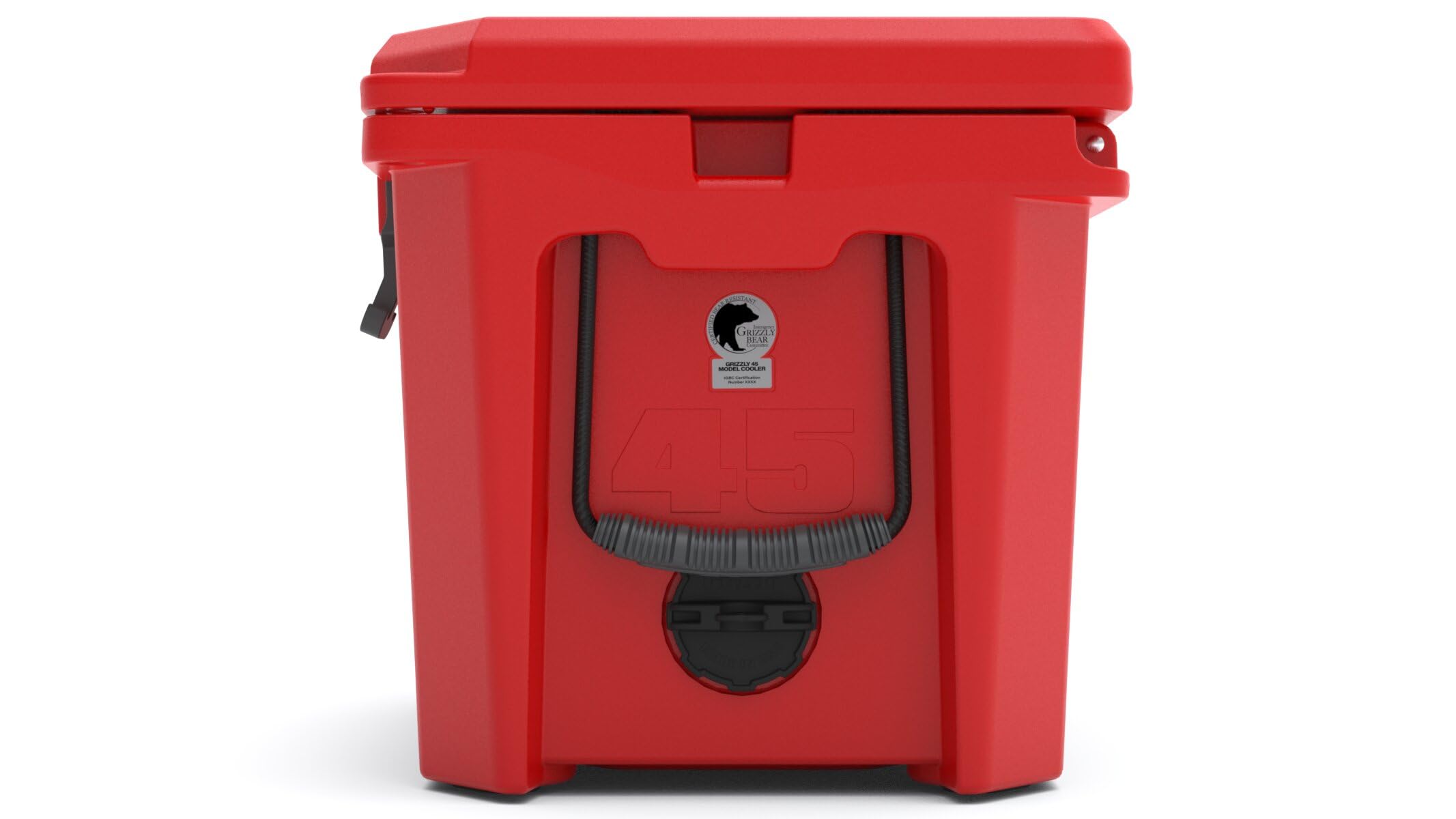 45 Cooler Grizzly | 45 qt Ice Chest Durable Rotomolded Insulated | Made in The USA | Warranty for Life | for Beach Boat Camping Fishing Hunting | G45 | Red