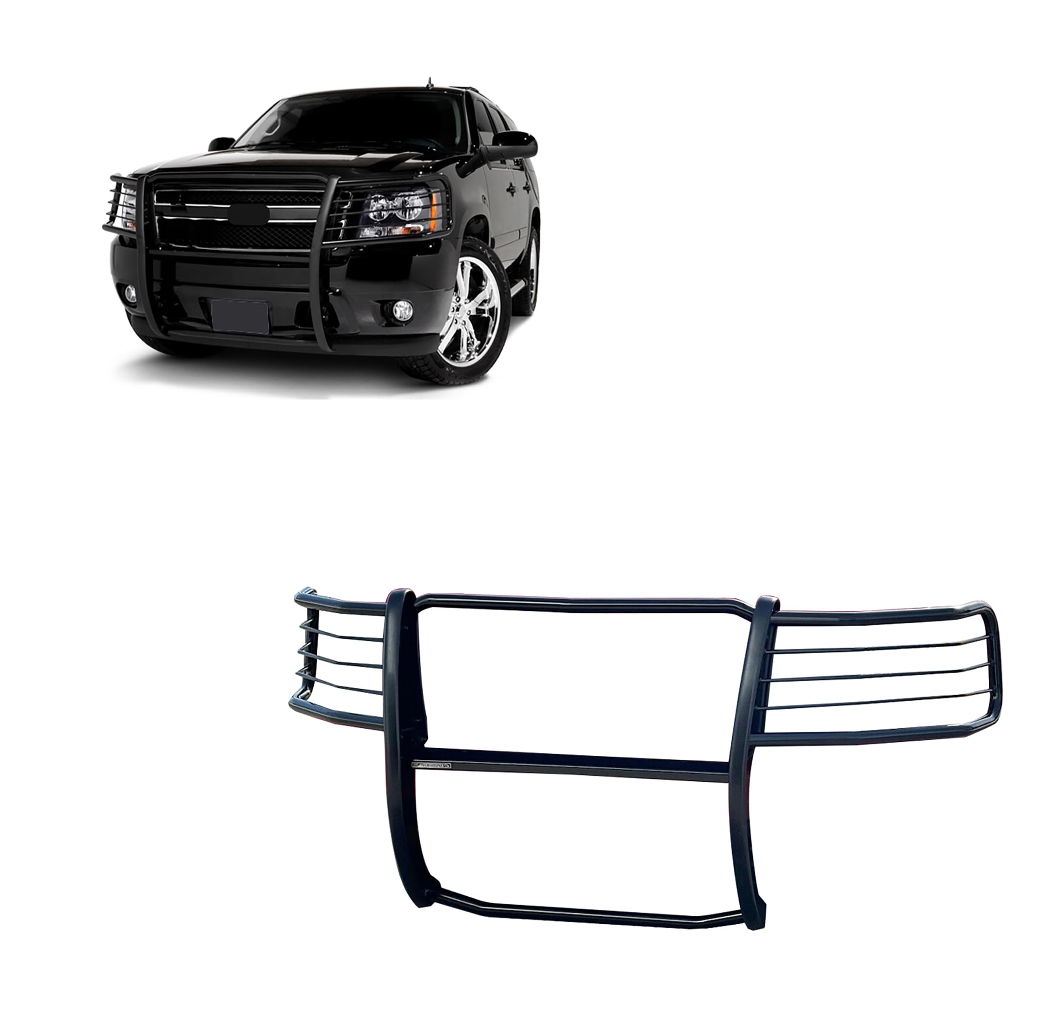 Grille Brush Black Horse Bumper Guard Modular Compatible with 2007-2013 Chevrolet Avalanche|2007-2014 Chevrolet Suburban 1500|2007-2014 Chevrolet Tahoe-17A037400MA