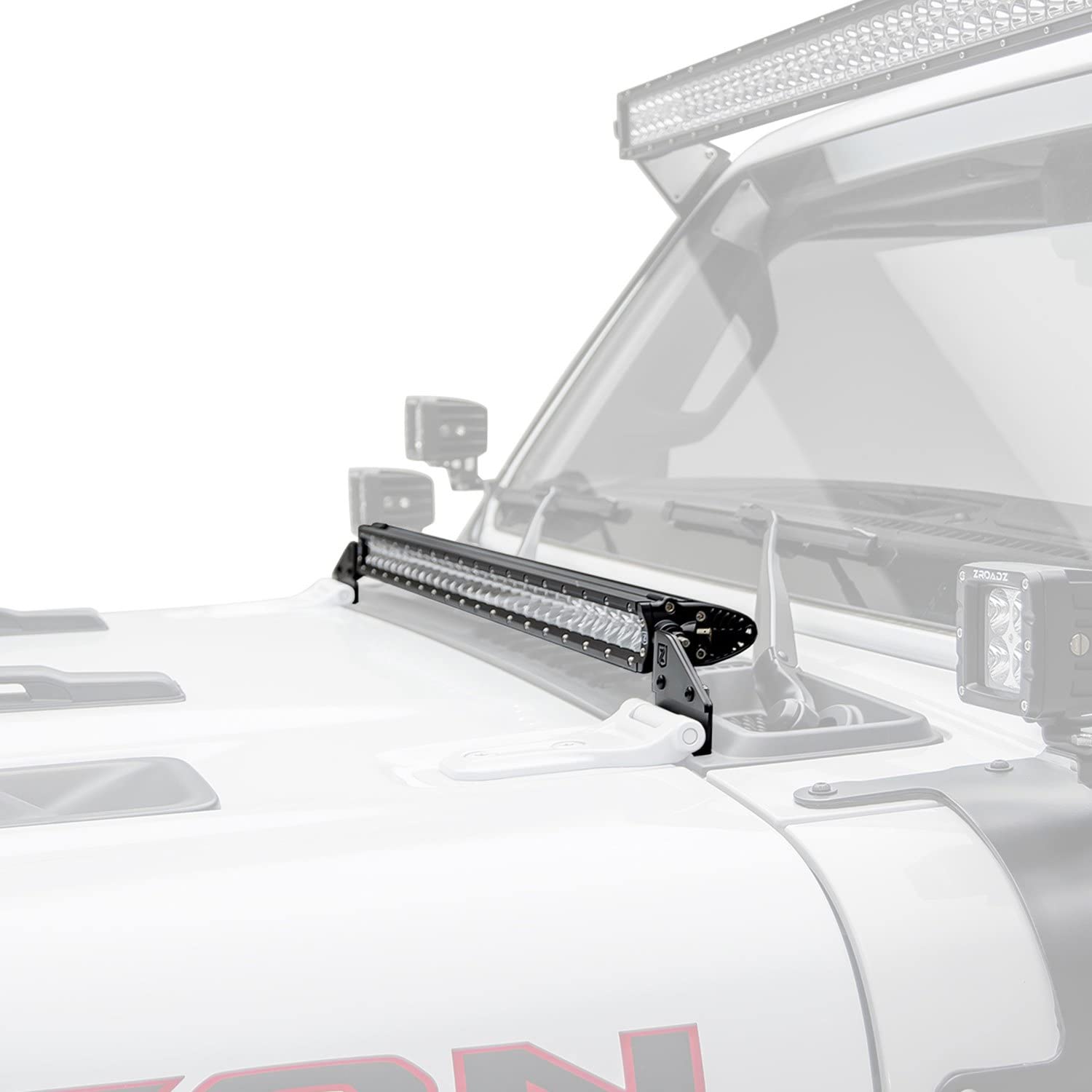 Hood Cowl LED Kit ZROADZ - Compatible w/Jeep JL and Gladiator - Incl. 30 Inch LED Light - Mild Steel Gloss Black Finish - Bolt-On Easy Installation - PN #Z364931-KIT