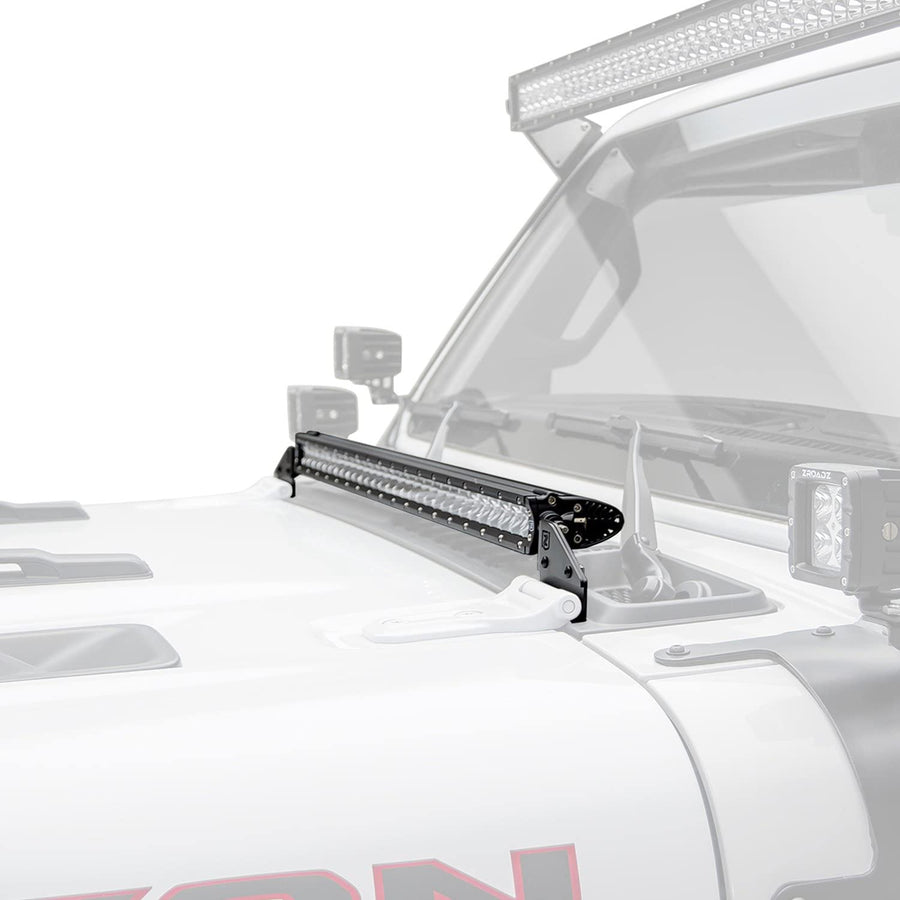 Hood Cowl LED Kit ZROADZ - Compatible w/Jeep JL and Gladiator - Incl. 30 Inch LED Light - Mild Steel Gloss Black Finish - Bolt-On Easy Installation - PN #Z364931-KIT