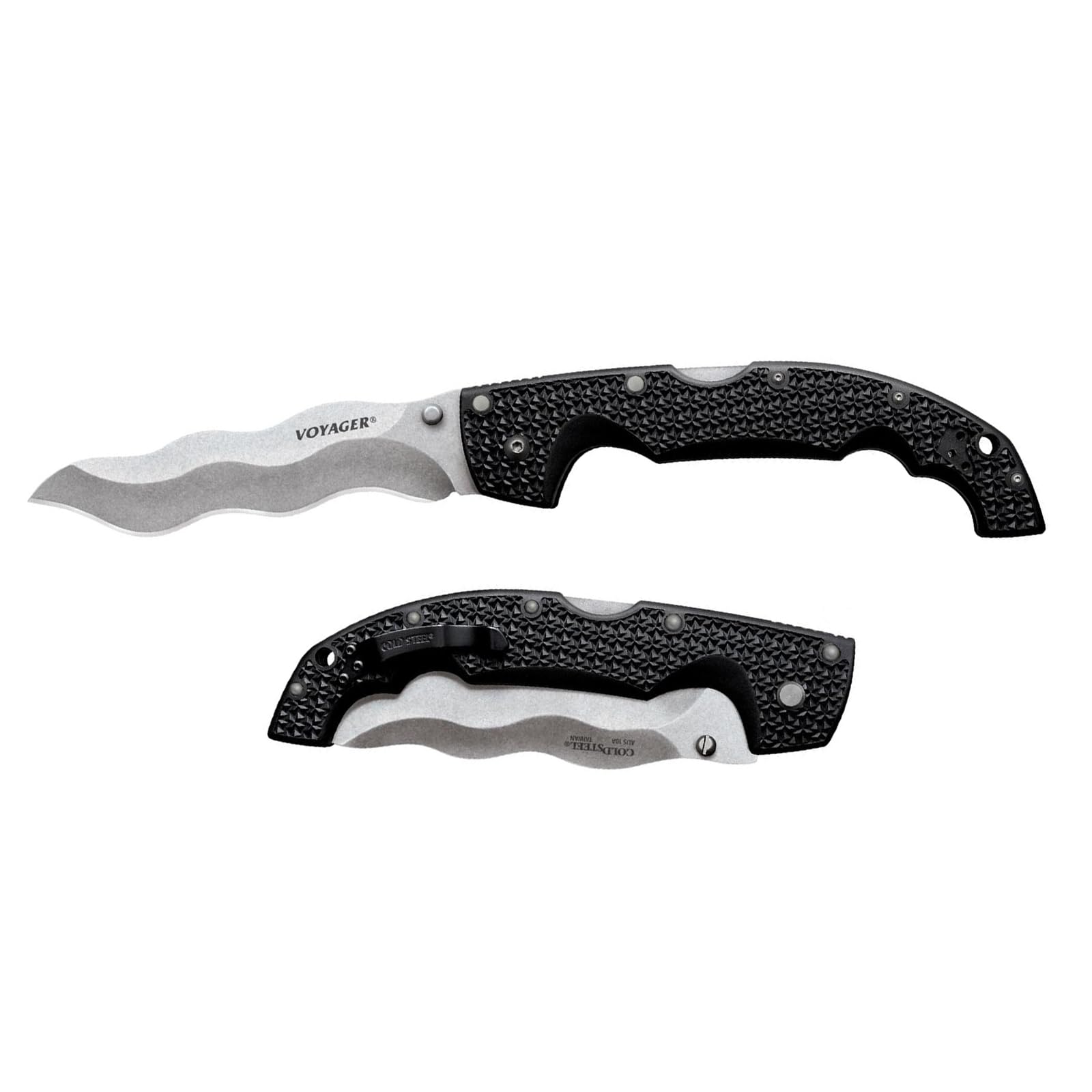 Cold Steel Voyager XL 5.5" AUS10A Razor-Sharp Kris Blade 6.75" Griv-Ex Handle Everyday Carry Tactical Folding Knife with Tri-Ad Lock