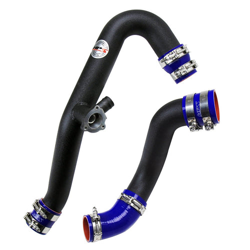 HPS Performance Intercooler Wrinkle Black (Charge Hot and Cold Side with Blue Hoses) Compatible for 2015-2020 Ford Mustang Ecoboost 2.3L Turbo, 17-102WB