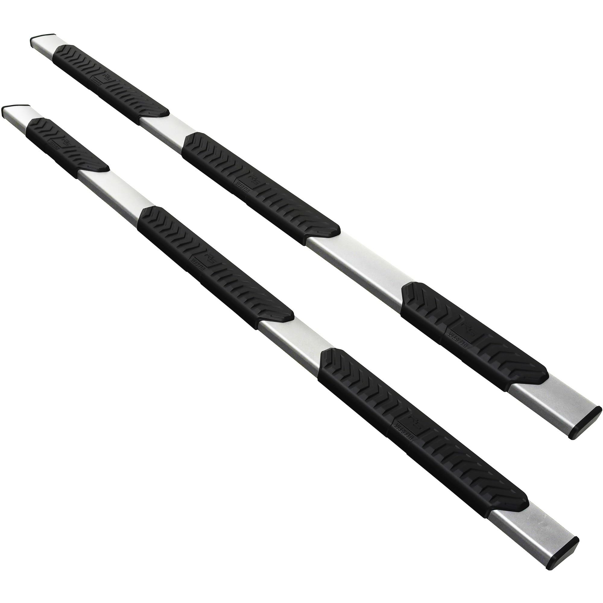 28-534720 Westin R5 Wheel to Wheel Modular Nerf Bars fits 2019-2024 Ram 1500 Crew Cab 6'5" Bed (Exc 2019-2023 1500 Classic) Polished Pair