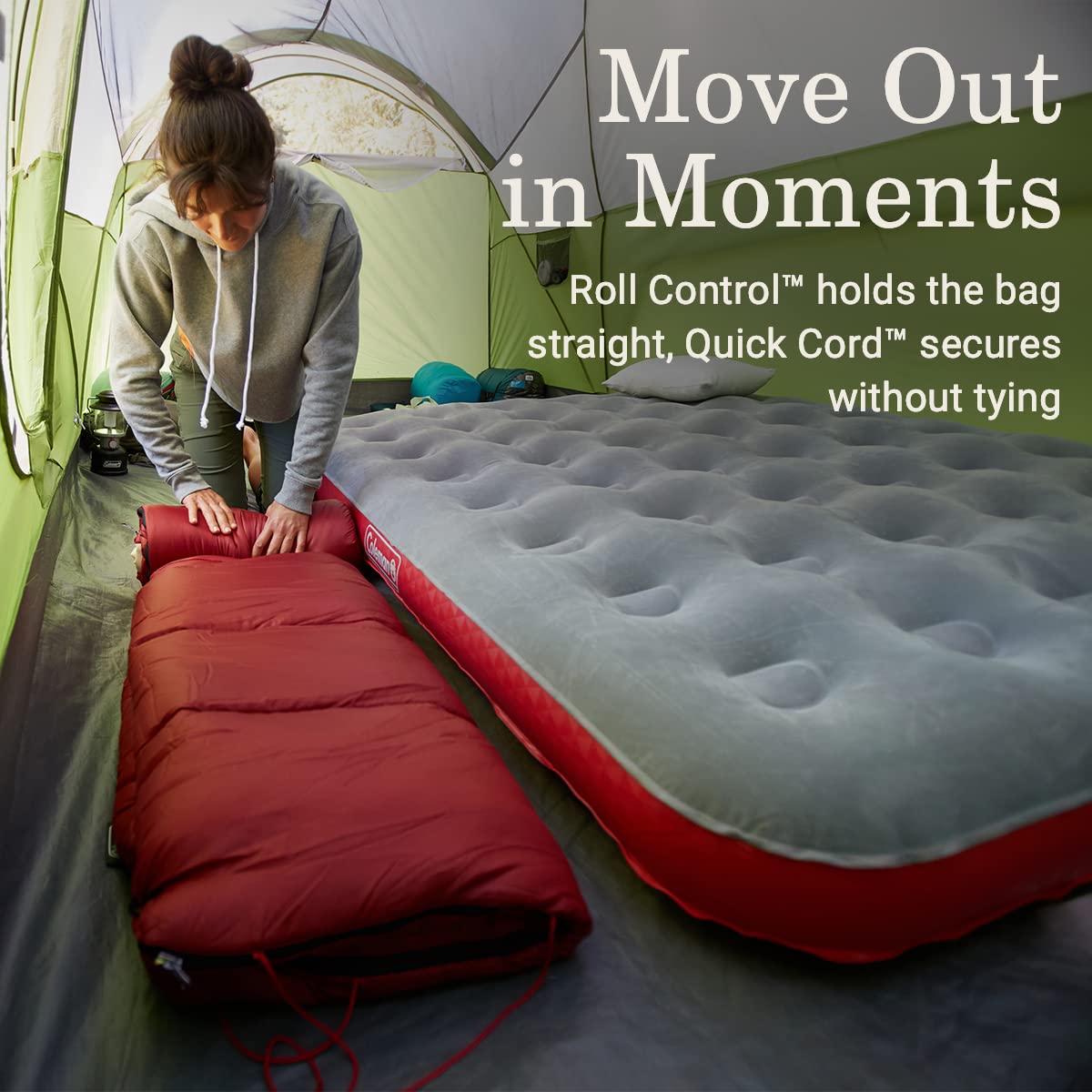 Coleman 30/40/50°F Flatlands Sleeping Bag, Made from 100% Recycled Material, Big & Tall Options, Cool-Weather Sleeping Bag for Camping, Sleepovers, Guests & More